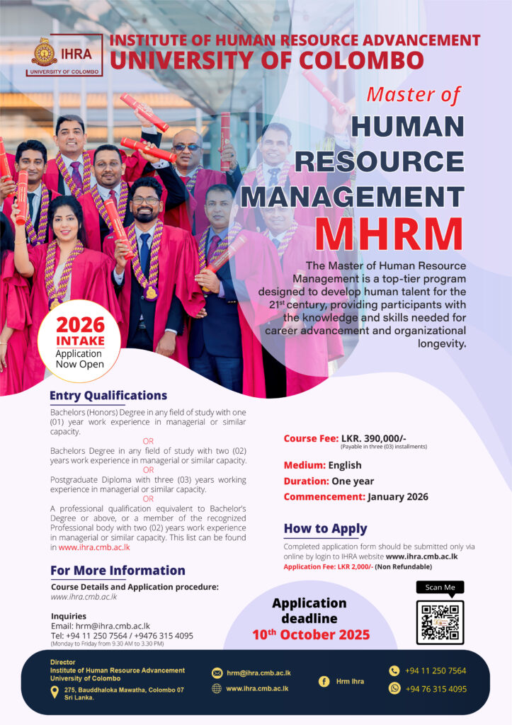 Application Calling for Master of Human Resource Management (MHRM) - Intake 2026