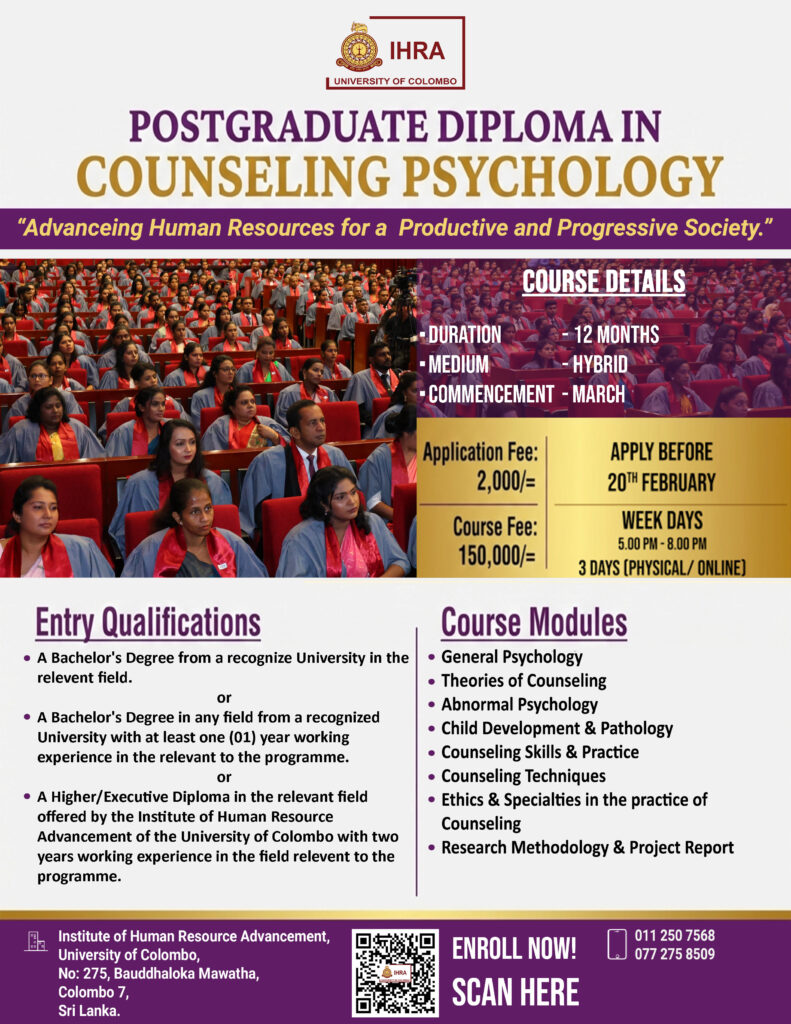 Application Calling for Postgraduate Diploma in Counseling Psychology (PgD.CP) – Intake 2026
