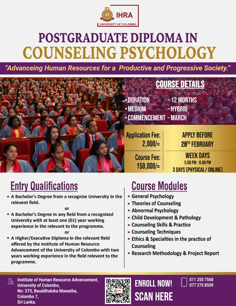 Application Calling for Postgraduate Diploma in Counseling Psychology (PgD.CP) – Intake 2026